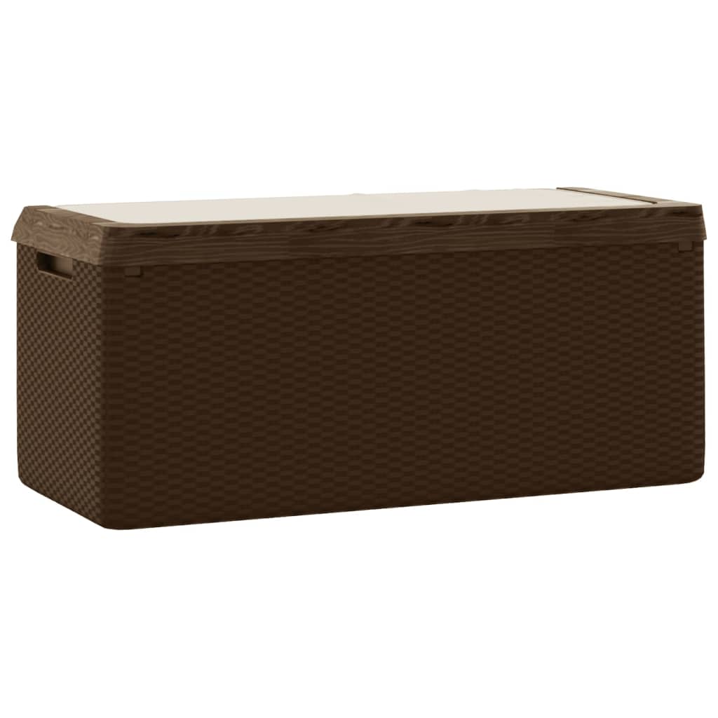vidaXL Dnybox med sittdyna brun 350 l PP