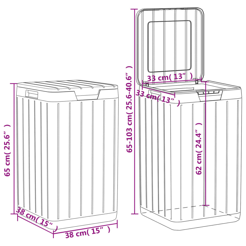 vidaXL Soptunna för utomhusbruk antracit 38x38x65 cm PP