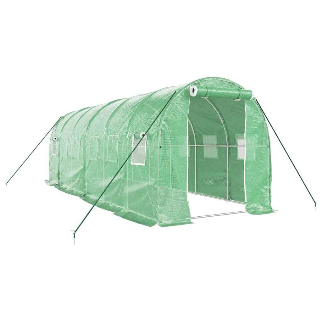 vidaXL Växthus med stålram grön 12 m² 6x2x2 m