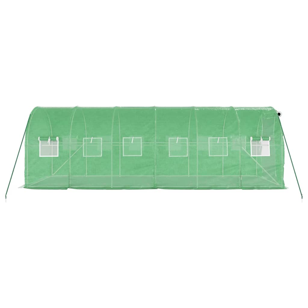 vidaXL Växthus med stålram grön 12 m² 6x2x2 m