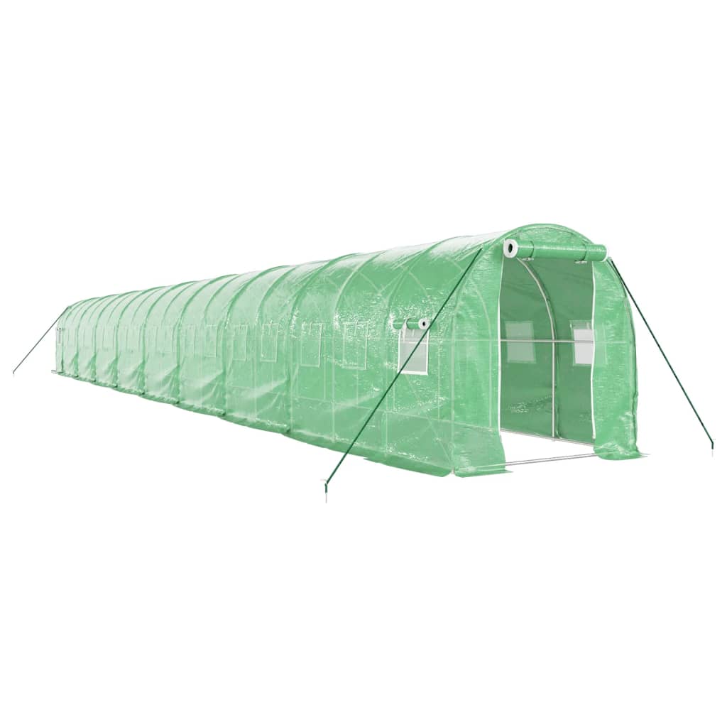 vidaXL Växthus med stålram grön 36 m² 18x2x2 m