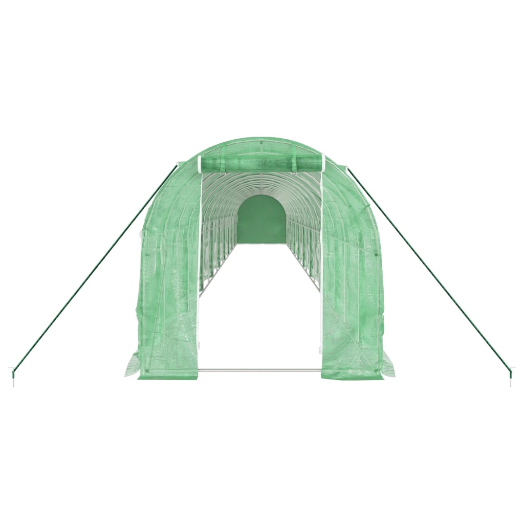 vidaXL Växthus med stålram grön 36 m² 18x2x2 m