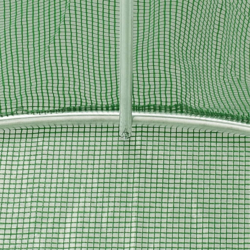 vidaXL Växthus med stålram grön 36 m² 18x2x2 m