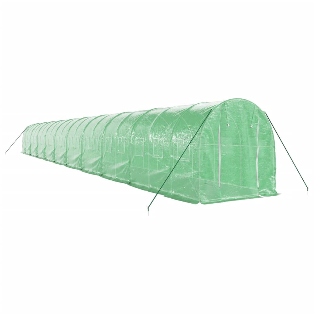 vidaXL Växthus med stålram grön 40 m² 20x2x2 m