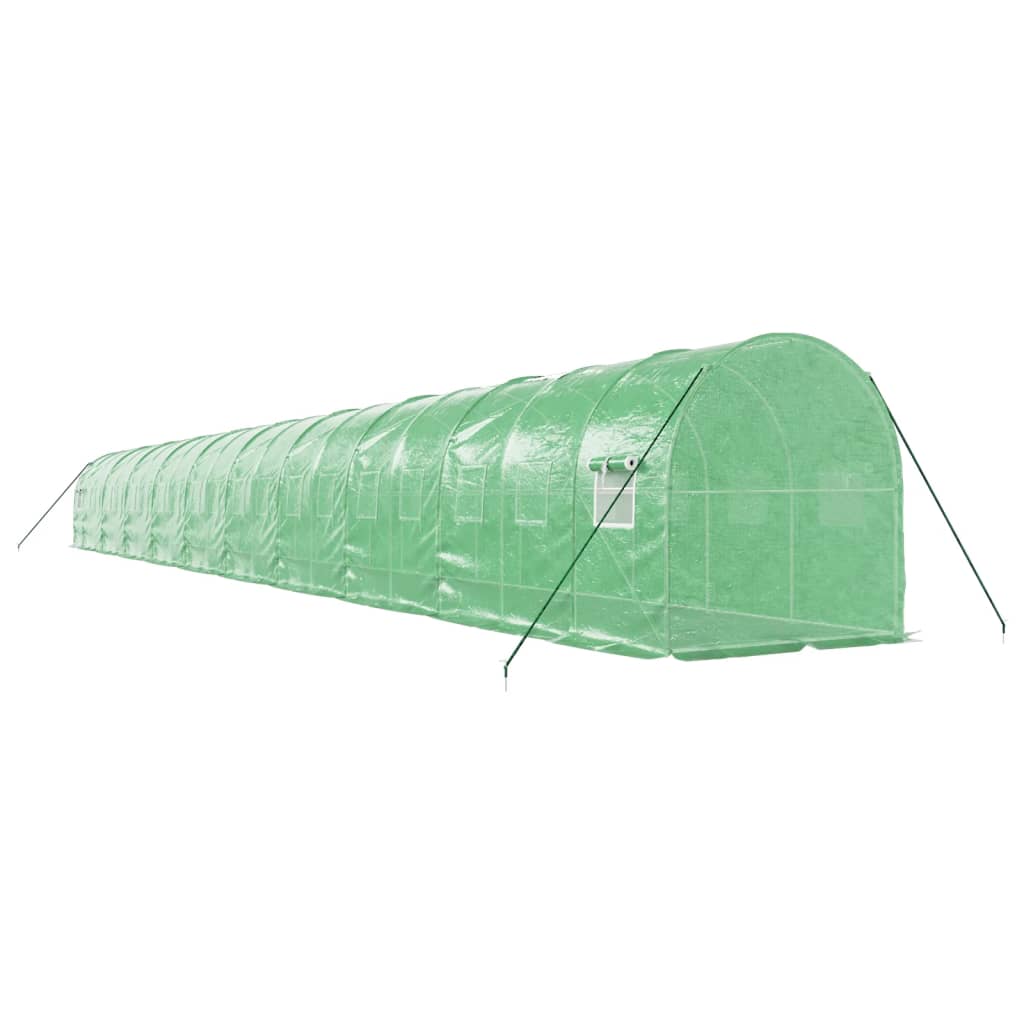 vidaXL Växthus med stålram grön 40 m² 20x2x2 m