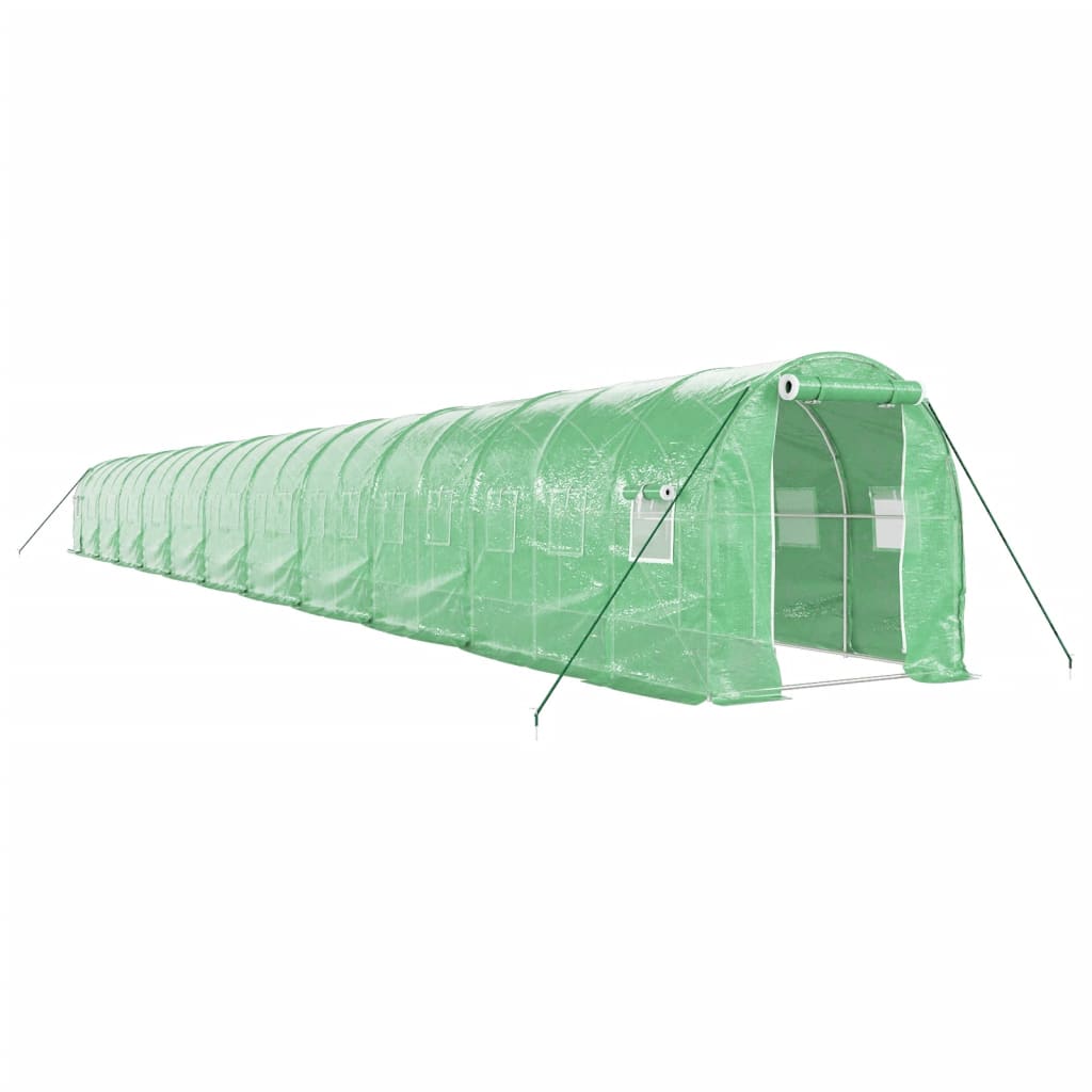 vidaXL Växthus med stålram grön 44 m² 22x2x2 m