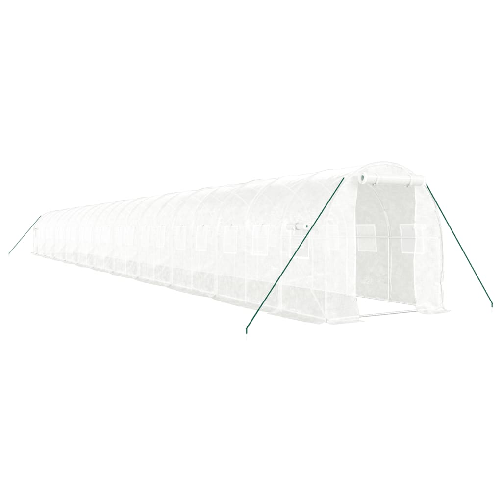 vidaXL Växthus med stålram vit 44 m² 22x2x2 m