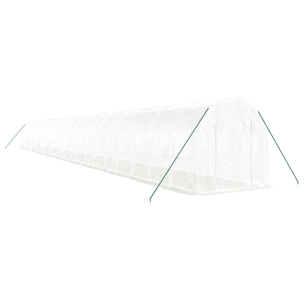 vidaXL Växthus med stålram vit 44 m² 22x2x2 m