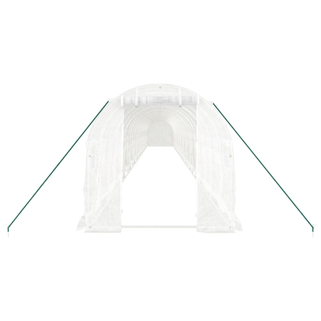 vidaXL Växthus med stålram vit 44 m² 22x2x2 m