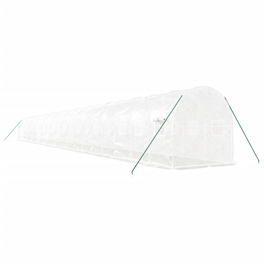 vidaXL Växthus med stålram vit 44 m² 22x2x2 m