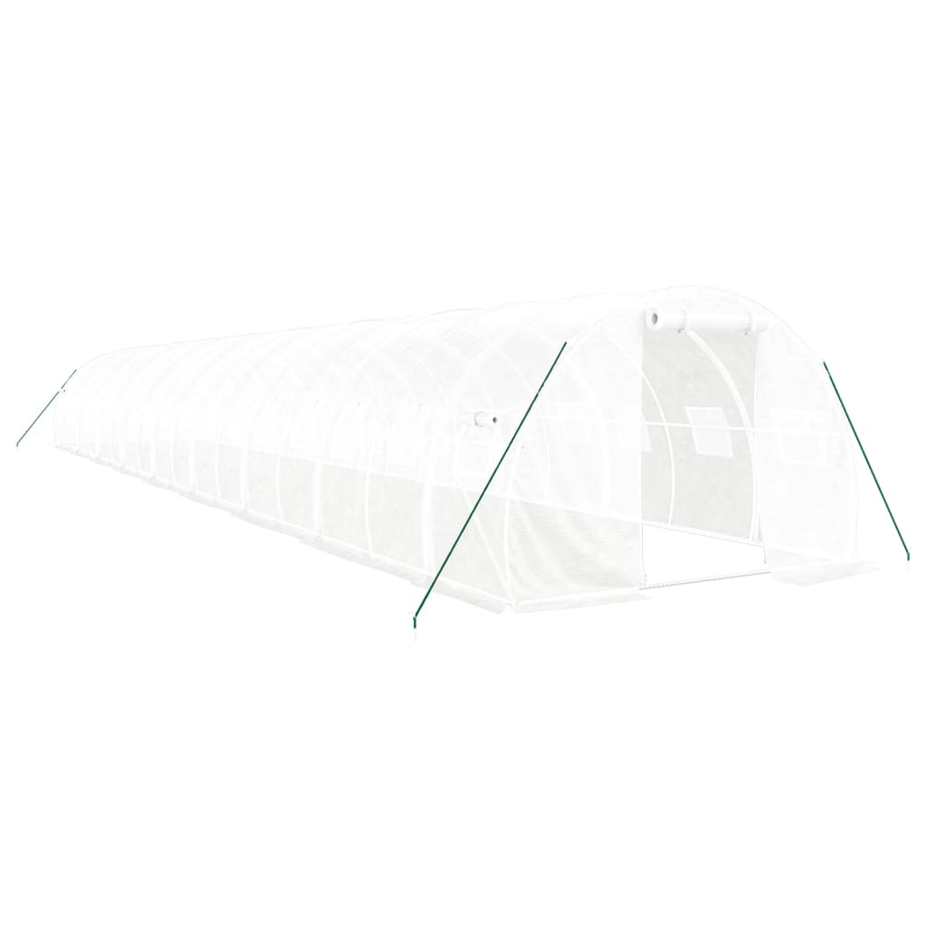 vidaXL Växthus med stålram vit 54 m² 18x3x2 m