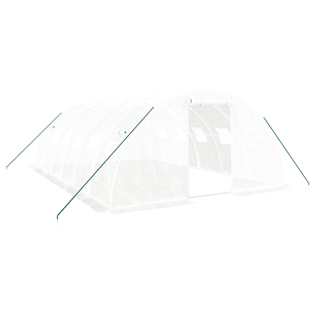 vidaXL Växthus med stålram vit 24 m² 6x4x2 m