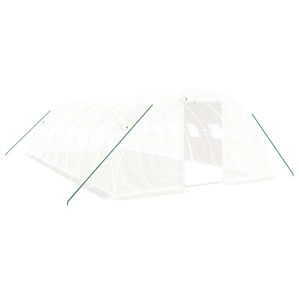 vidaXL Växthus med stålram vit 32 m² 8x4x2 m