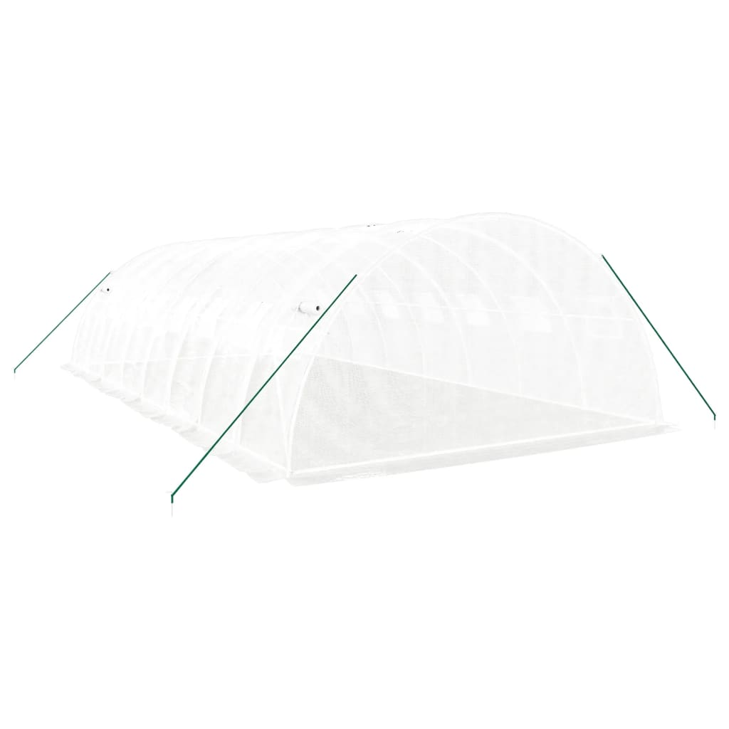 vidaXL Växthus med stålram vit 32 m² 8x4x2 m