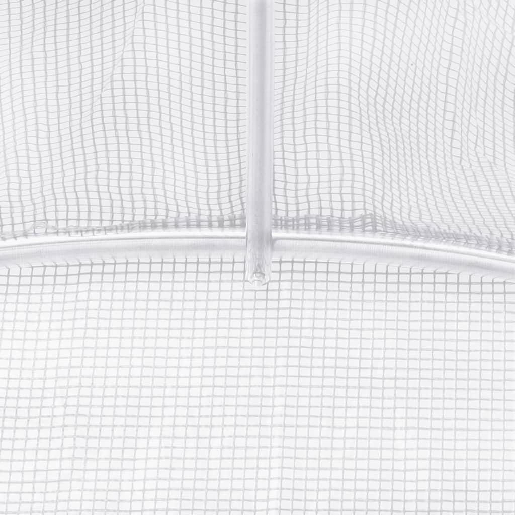 vidaXL Växthus med stålram vit 32 m² 8x4x2 m
