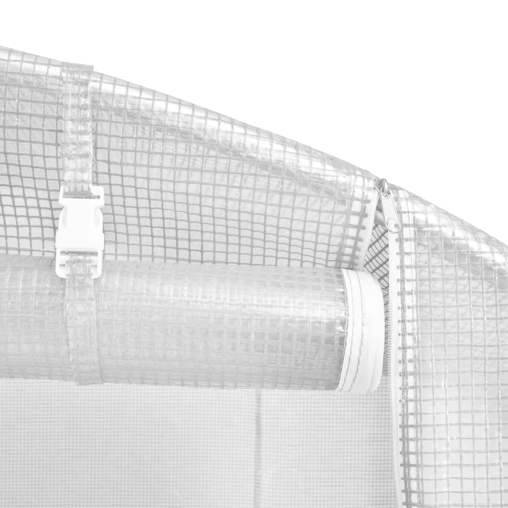 vidaXL Växthus med stålram vit 32 m² 8x4x2 m