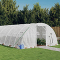 vidaXL Växthus med stålram vit 32 m² 8x4x2 m