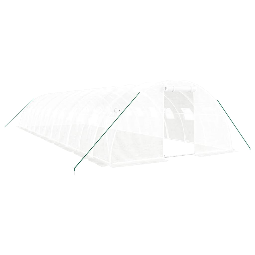 vidaXL Växthus med stålram vit 48 m² 12x4x2 m