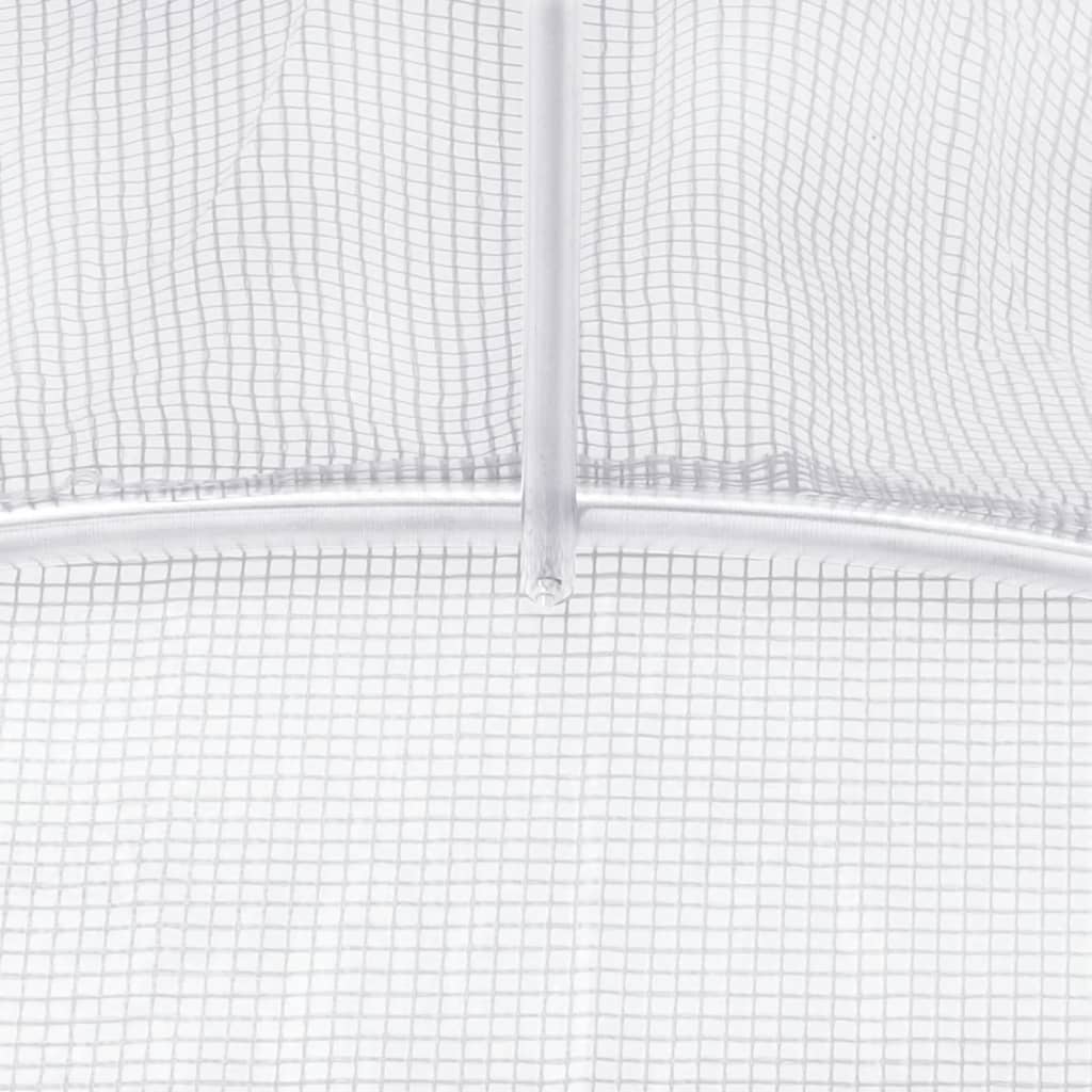 vidaXL Växthus med stålram vit 48 m² 12x4x2 m
