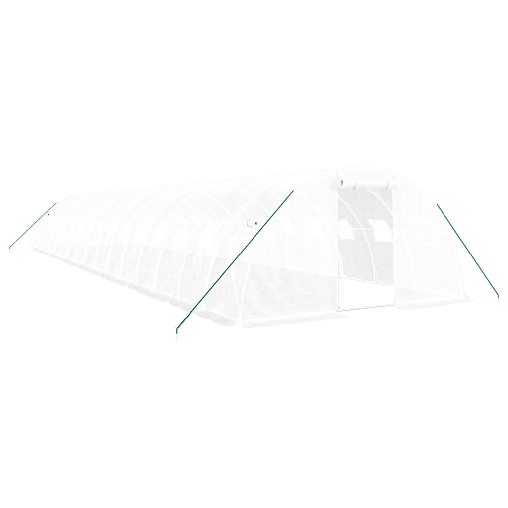 vidaXL Växthus med stålram vit 64 m² 16x4x2 m