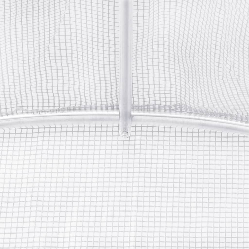 vidaXL Växthus med stålram vit 64 m² 16x4x2 m