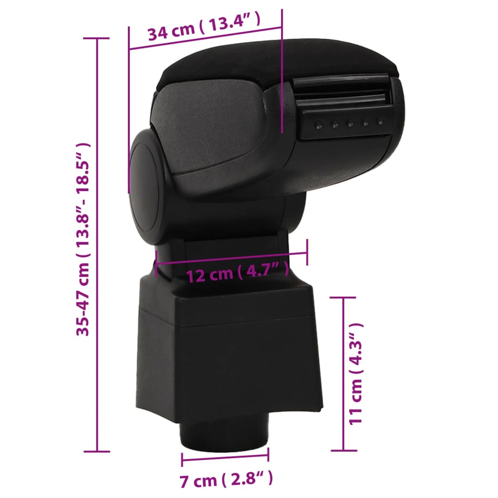 vidaXL Armstöd för VW POLO 6R/6C (2009-2017) svart 12x34x(35-47) cm ABS