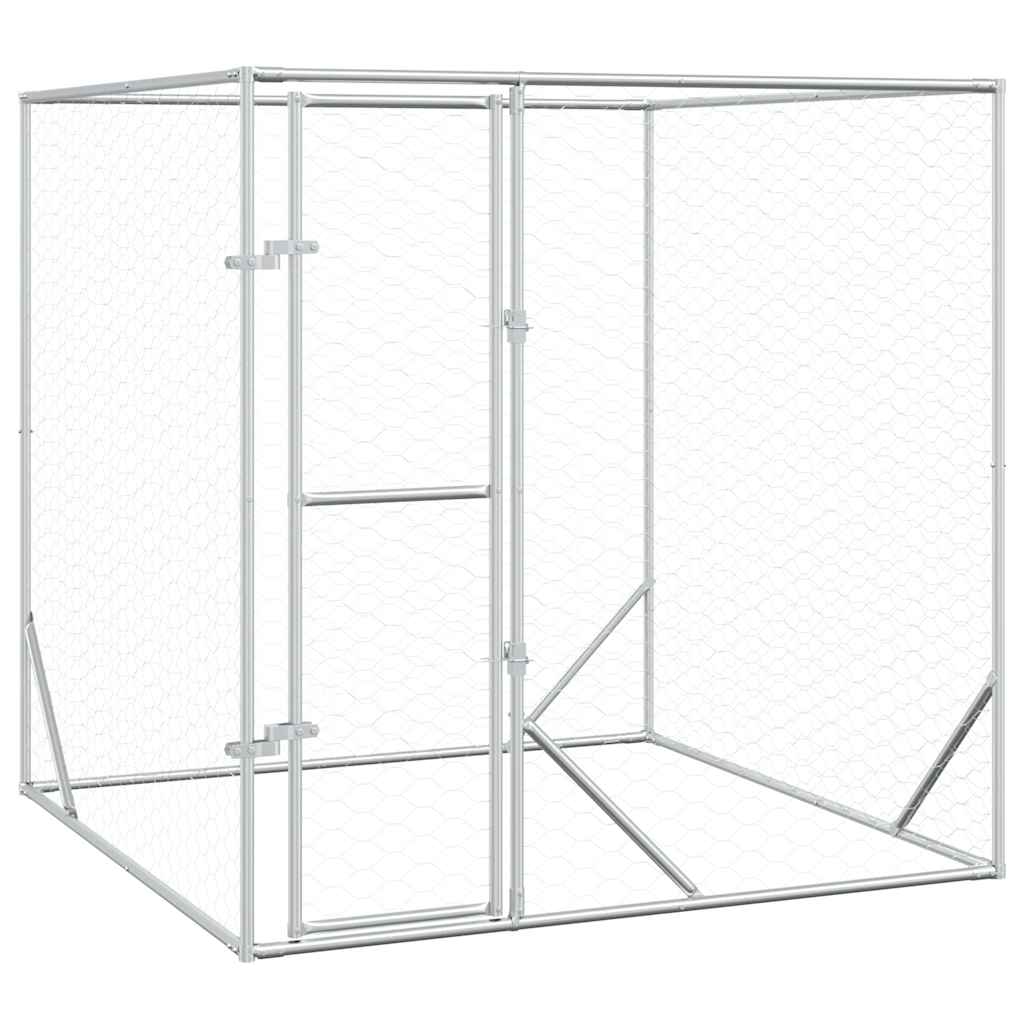 vidaXL Hundgård för utomhusbruk silver 2x2x2 m galvaniserat stål