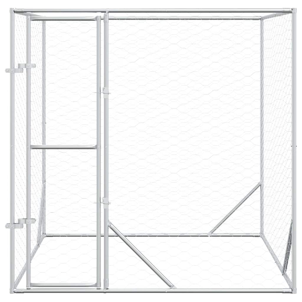 vidaXL Hundgård för utomhusbruk silver 2x2x2 m galvaniserat stål