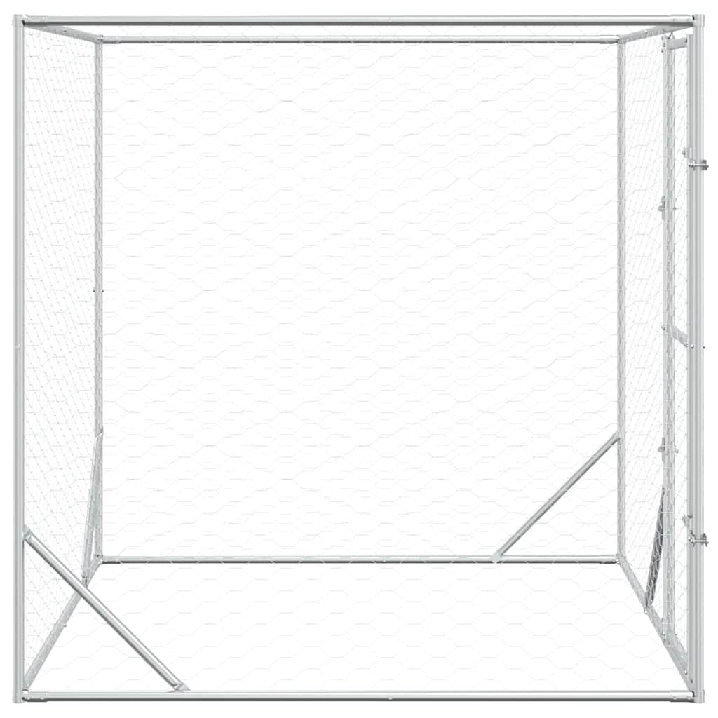 vidaXL Hundgård för utomhusbruk silver 2x2x2 m galvaniserat stål