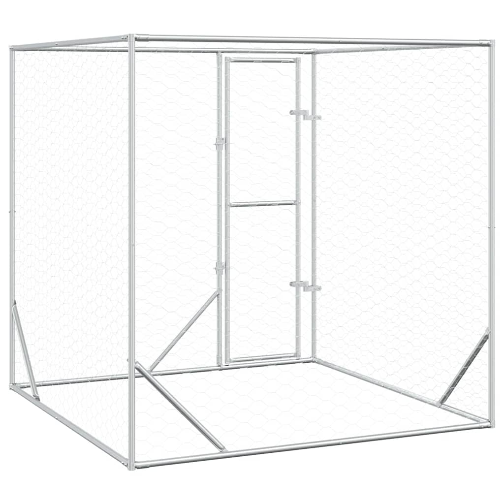 vidaXL Hundgård för utomhusbruk silver 2x2x2 m galvaniserat stål