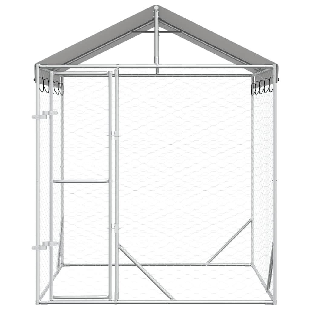 vidaXL Hundgård med tak silver 2x2x2,5 m galvaniserat stål