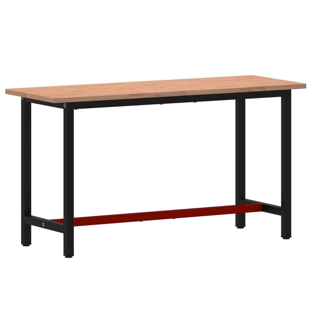 vidaXL Arbetsbänk 150x55x81,5 cm massivt bokträ och metall