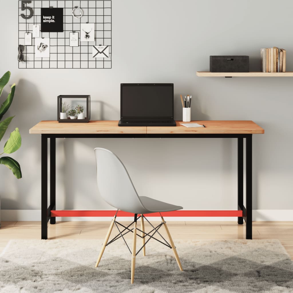 vidaXL Arbetsbänk 150x55x81,5 cm massivt bokträ och metall