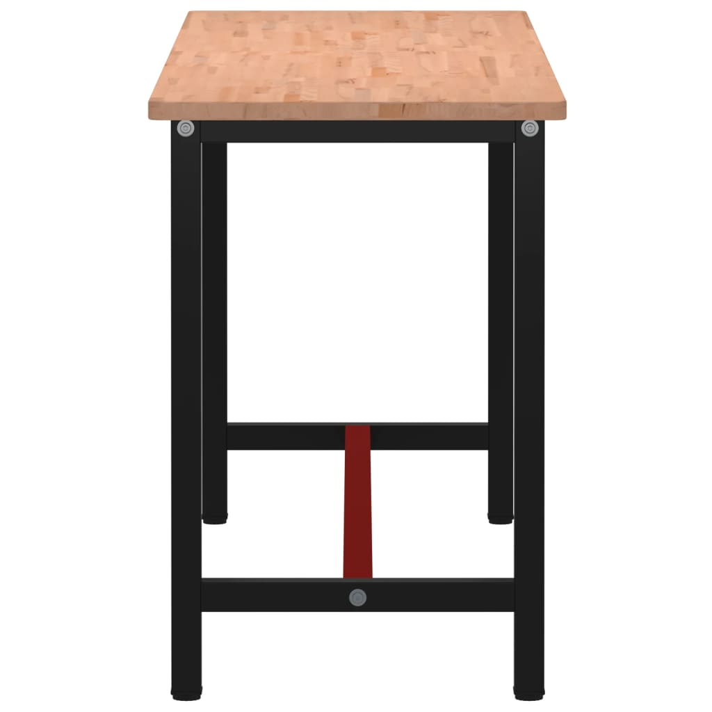 vidaXL Arbetsbänk 180x55x81,5 cm massivt bokträ och metall