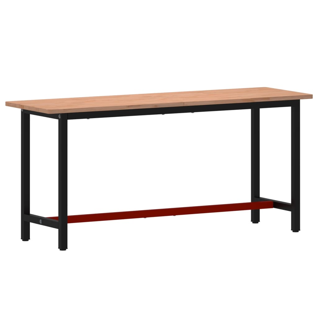 vidaXL Arbetsbänk 180x55x81,5 cm massivt bokträ och metall