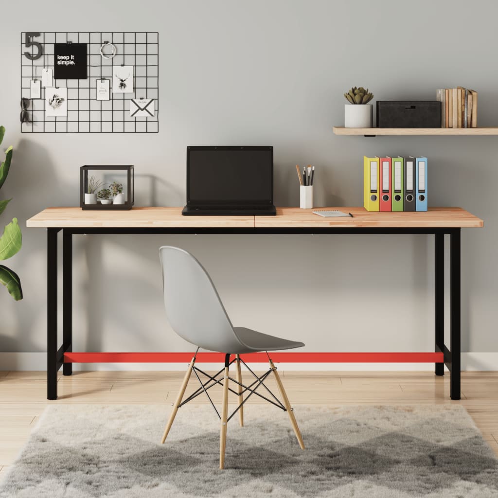 vidaXL Arbetsbänk 180x55x81,5 cm massivt bokträ och metall