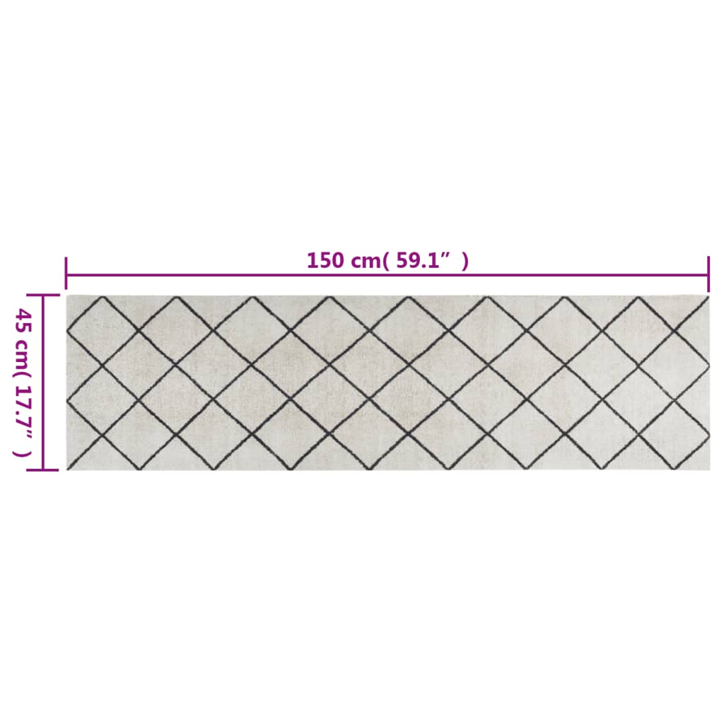 vidaXL Köksmatta maskintvättbar kvadratrutig 45x150 cm sammet