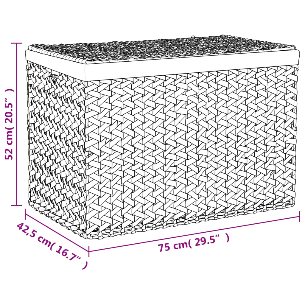 vidaXL Tvättkorg med 3 fack 75x42,5x52 cm vattenhyacint