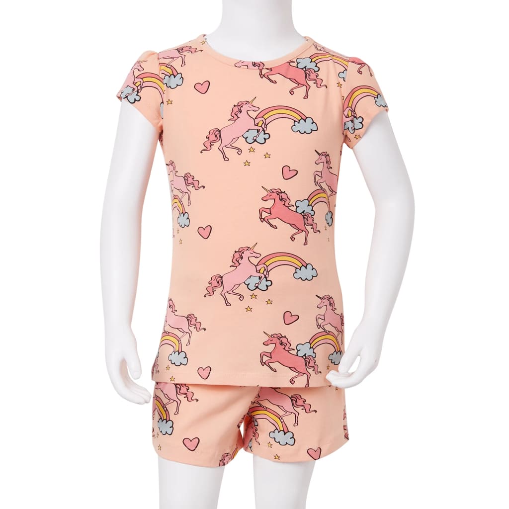 vidaXL Barnpyjamas med korta ärmar ljus orange 92