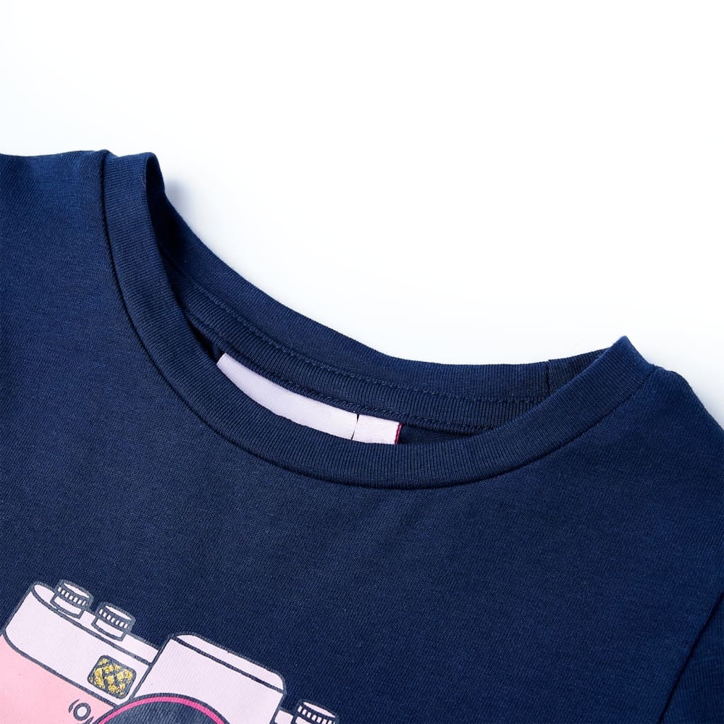 vidaXL T-shirt för barn marinblå 116