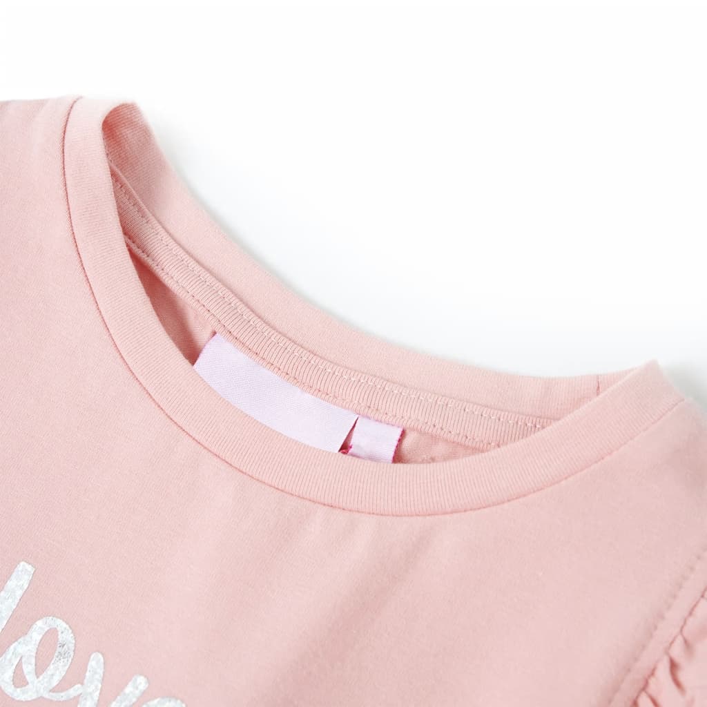 vidaXL T-shirt med volangärmar för barn ljusrosa 104