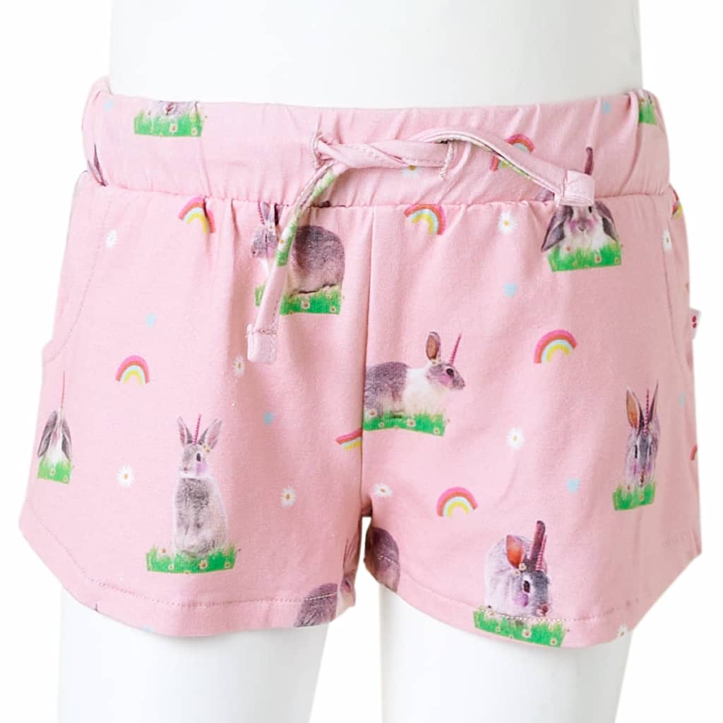 vidaXL Shorts för barn med snöre ljusrosa 128