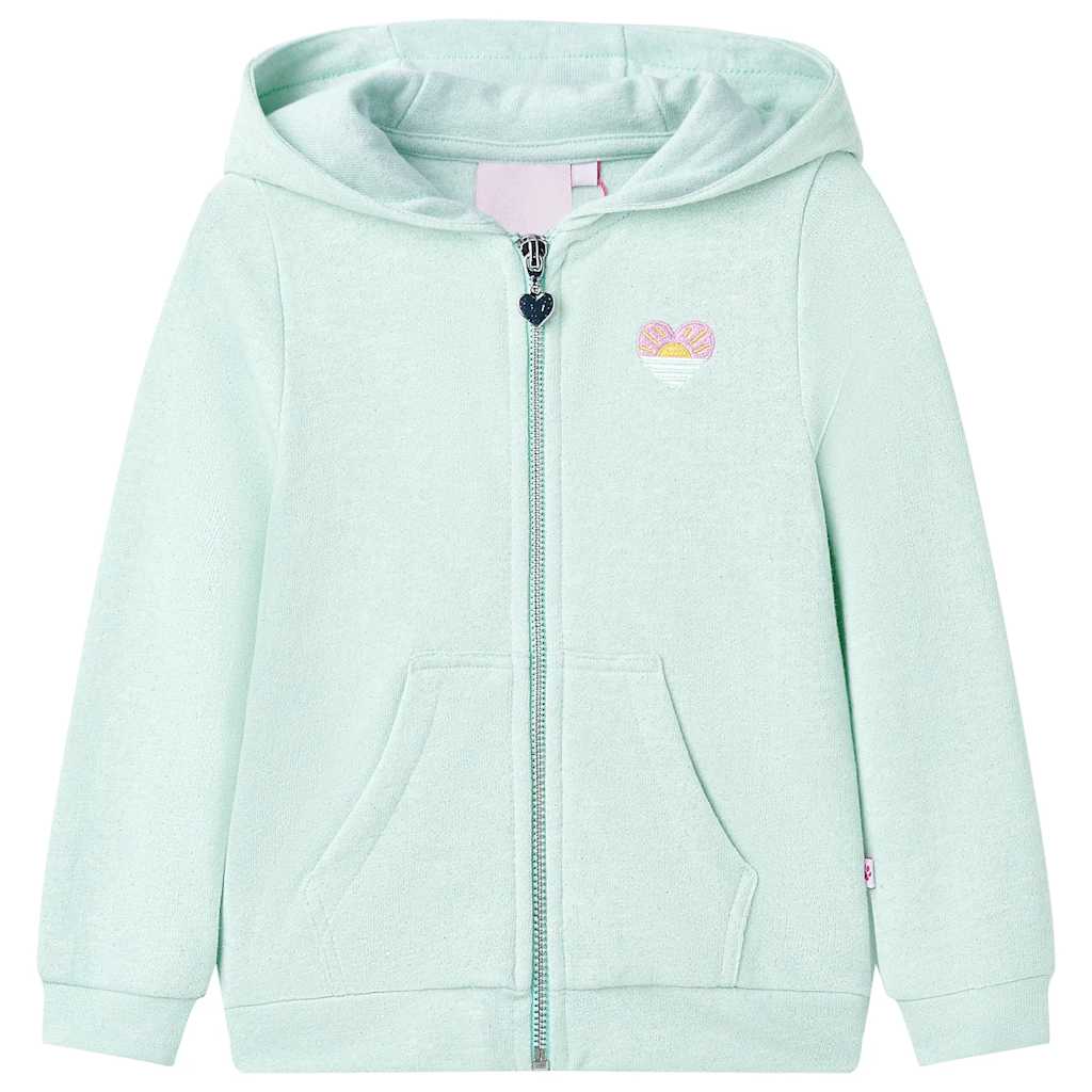 vidaXL Barnhoodie med dragkedja ljus mintgrön 92