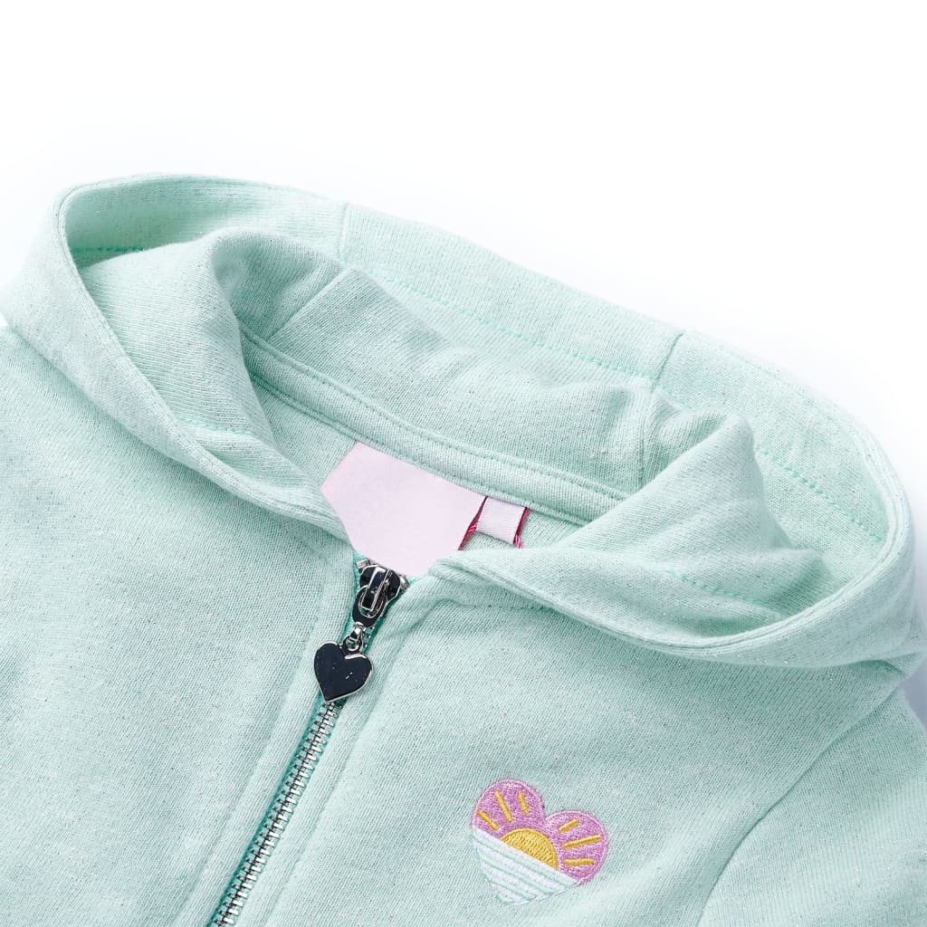 vidaXL Barnhoodie med dragkedja ljus mintgrön 92