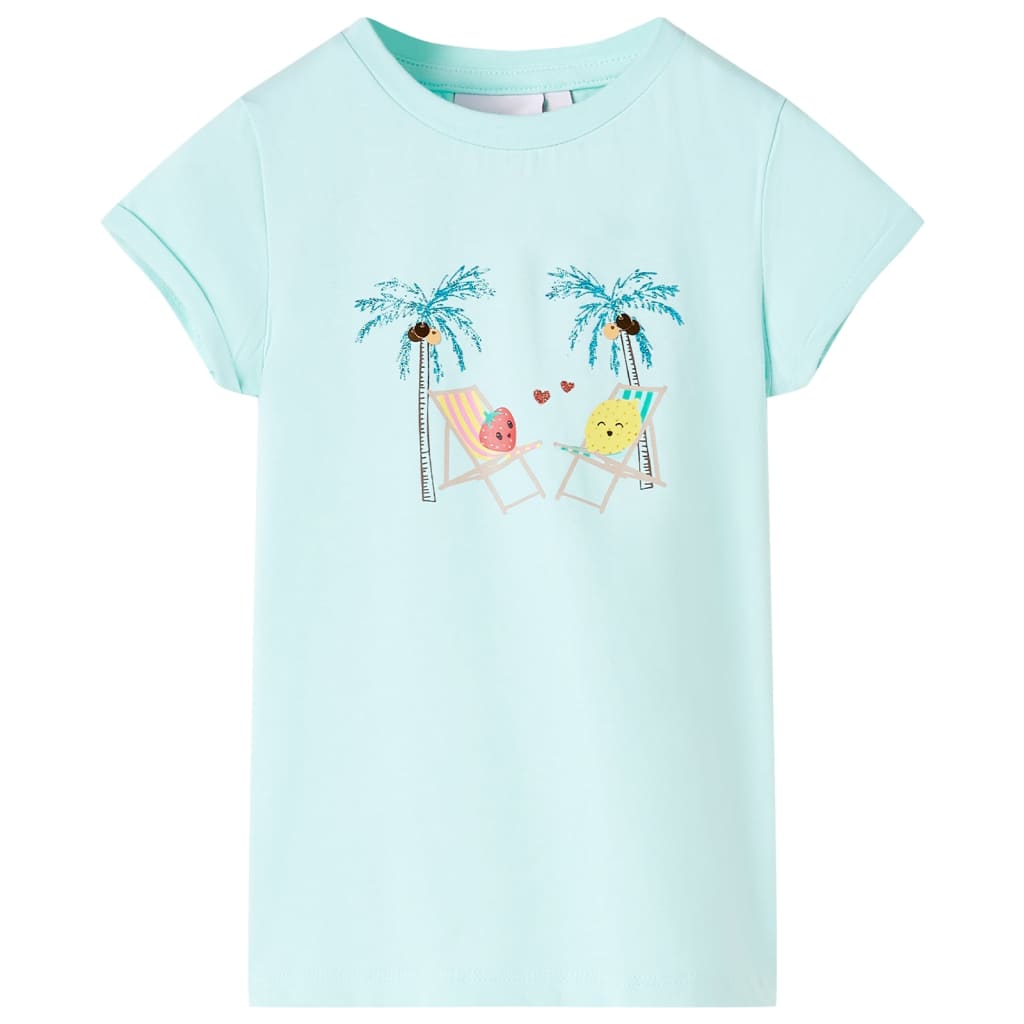 vidaXL Kids'T-shirt Peach 140 Aquamarine 128