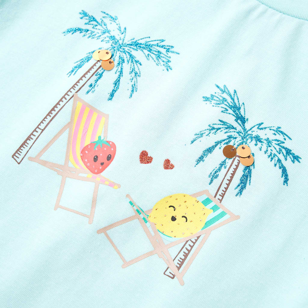vidaXL Kids'T-shirt Peach 140 Aquamarine 140