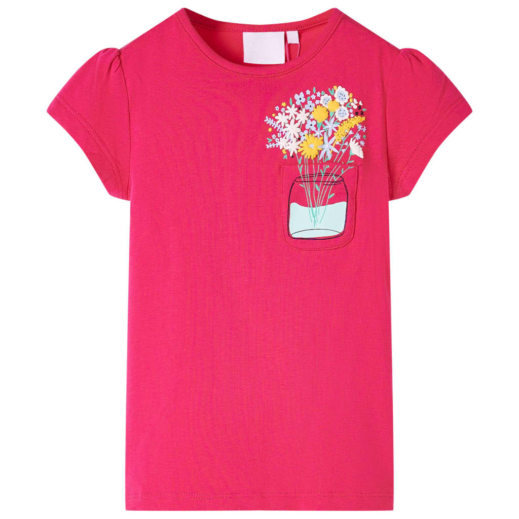vidaXL T-shirt för barn stark rosa 116