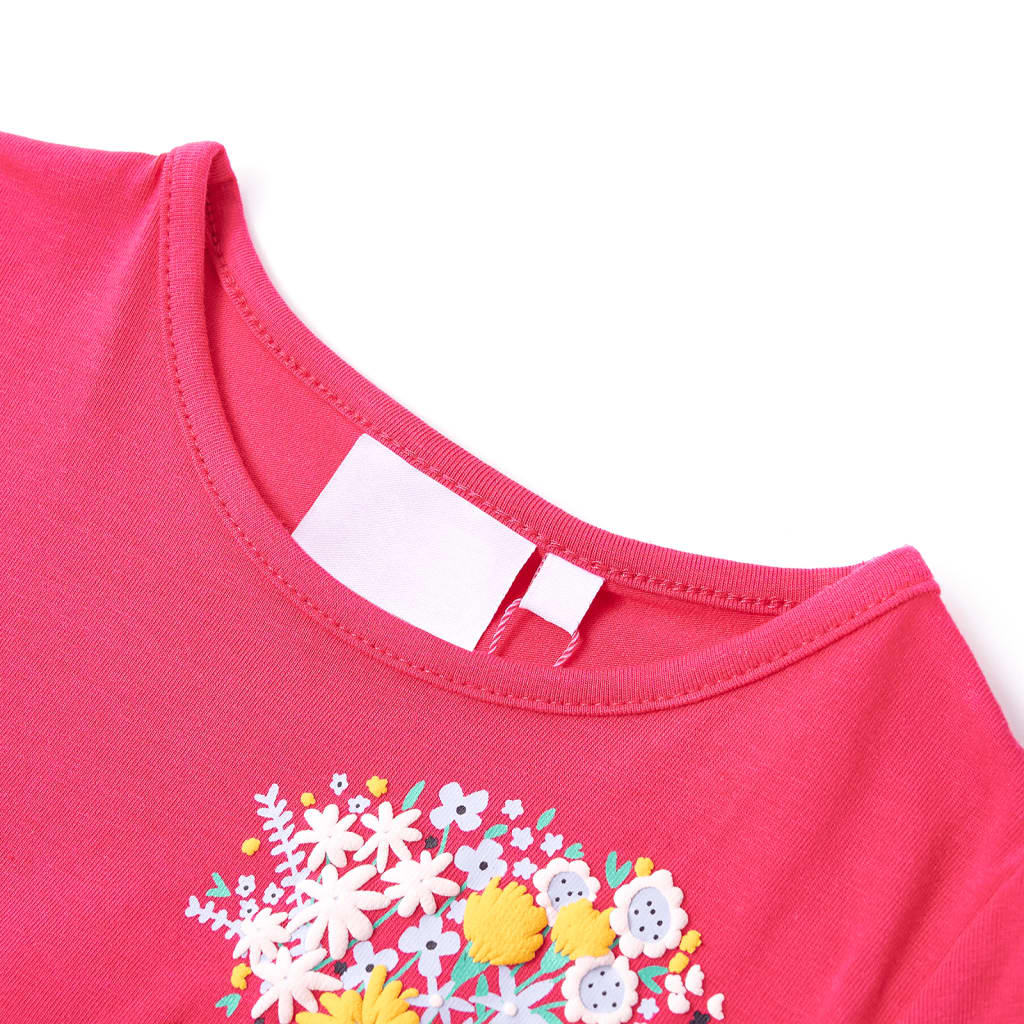 vidaXL T-shirt för barn stark rosa 128