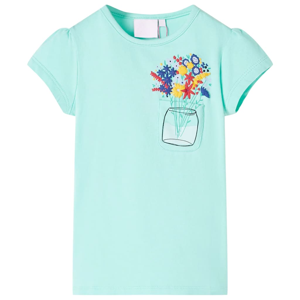 vidaXL T-shirt för barn ljus mintgrön 128