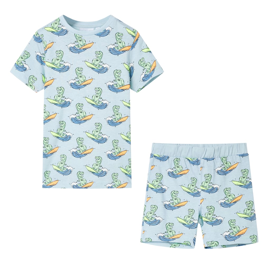 vidaXL Barnpyjamas med korta ärmar ljusblå 104